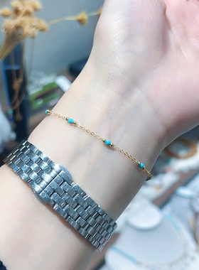 原创绿松石手链14k包金小众女款