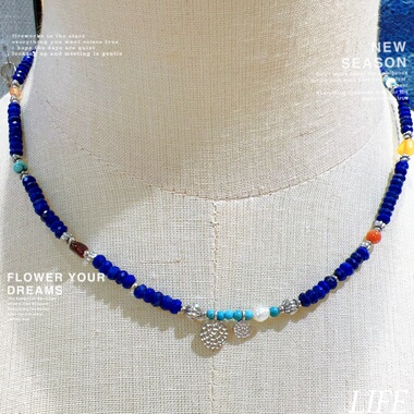 原创设计天然青金石切面项链