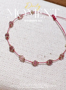 天然碧玺刻面算盘珠手链小众叠戴