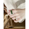 Natural clear water Hetian jade ring, spinach green jasper ring, fine jadeite gemstone ring, couple style gift