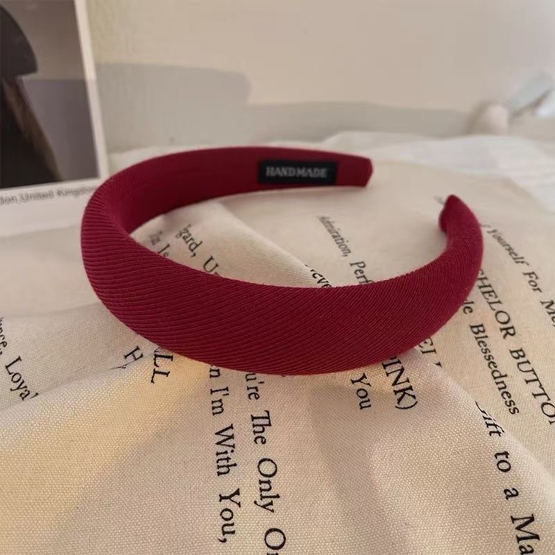 法式复古红色高颅顶海绵发箍女网红气质百搭发卡外出简约发带头箍 - 图2