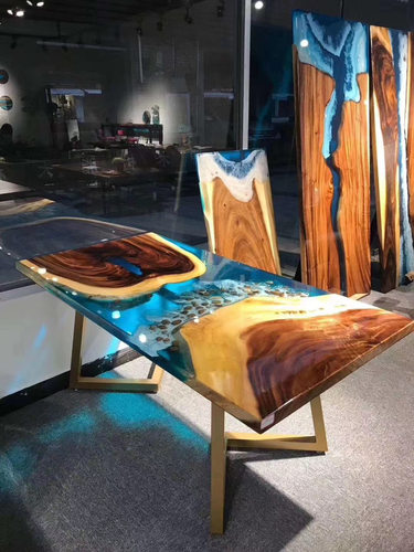 快干超透明环氧树脂胶木头河流桌木材大板ab水晶滴胶琥珀标本制作 - 图1