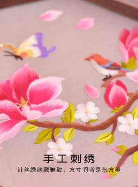 苏绣胡桃木八角摆件双面绣伴手礼
