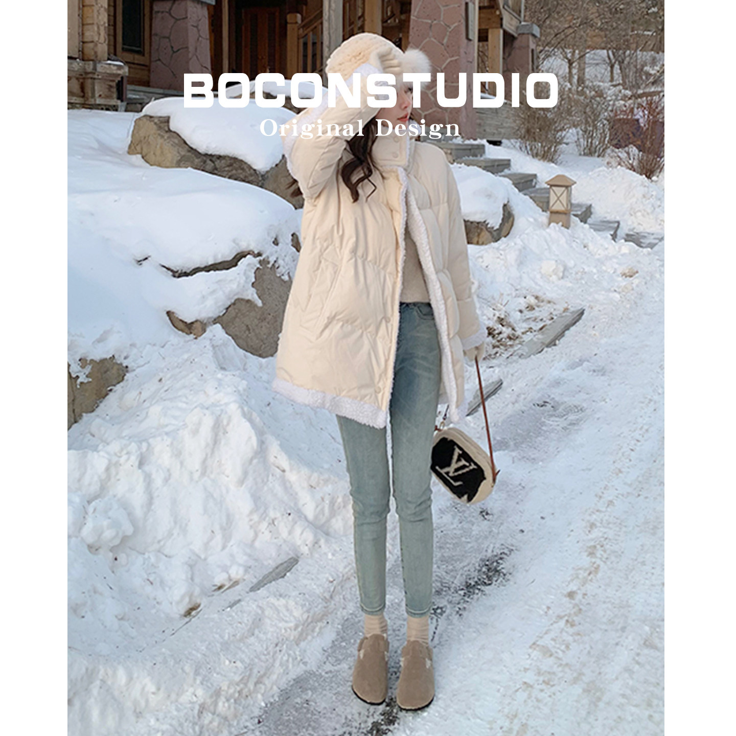 全包勃肯鞋加绒毛毛鞋女2026冬季雪地棉鞋足弓支撑真皮厚底博肯鞋,淘宝优惠券,粉丝福利购,淘宝优惠卷