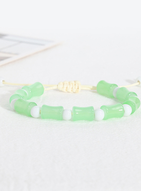 上岸节节高升国风竹节手链女简约陶瓷手串男生编织幸运手绳情侣款