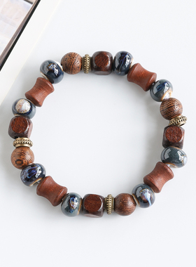 新中式民族风陶瓷手串景德镇瓷珠编织手链女串珠手饰情侣学生手绳