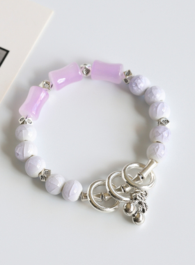 新中式景德镇瓷珠手串小清新平安扣陶瓷手链女平安喜乐学生小礼物