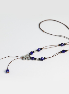 复古文艺民族风陶瓷项链毛衣链女长款百搭冬新款国风汉服配饰吊坠