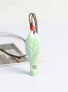 景德镇陶瓷口哨项链叶子吊坠毛衣链民族风配饰学生情侣创意小饰品