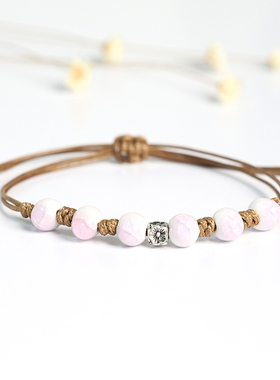 简约百搭气质景德镇陶瓷串珠手链女国潮风编织手绳男地摊夜市爆款