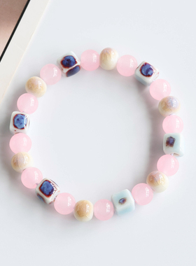 少女风时尚学生手串女景德镇瓷珠串珠编织手饰陶瓷手链新中式手饰