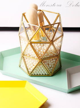 复古风玻璃化妆刷收纳桶装饰品