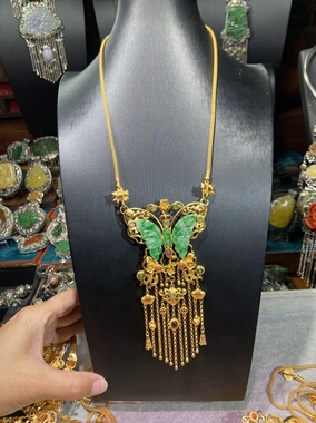 蝴蝶套装 台湾工艺翡翠吊坠 一套