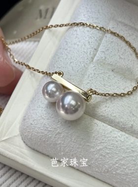 双珠平衡日本akoya海水珍珠项链
