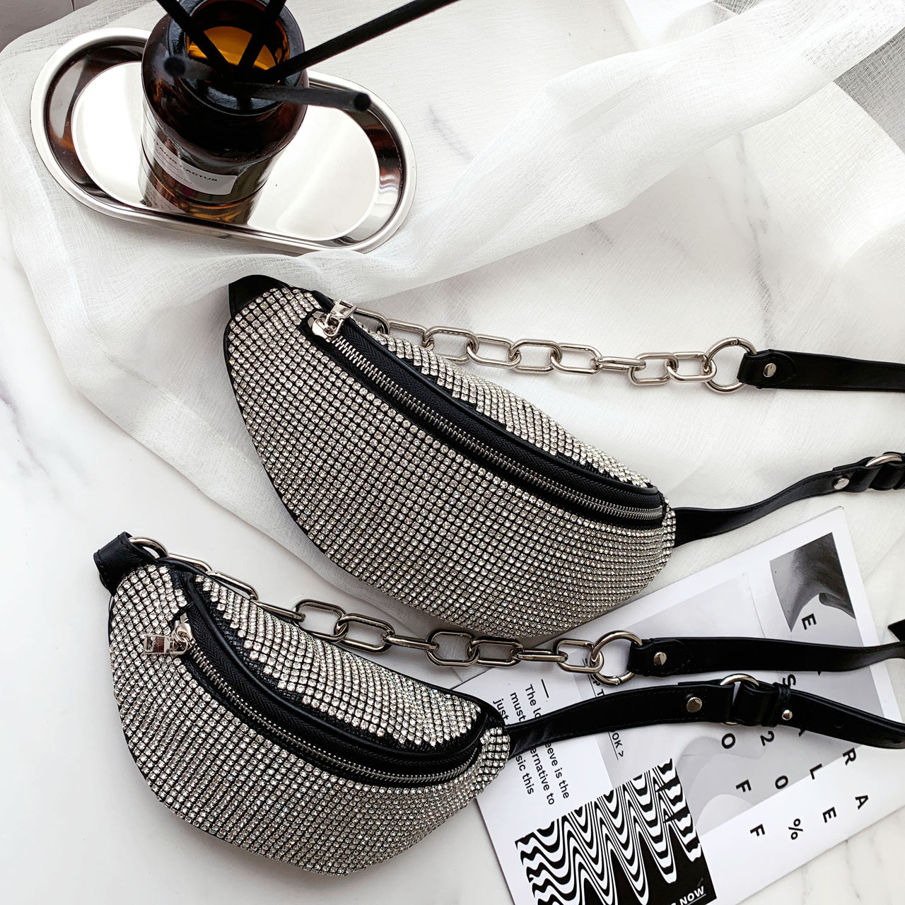 aw大王水钻包2021新款潮女ins腰包 banff女士包袋