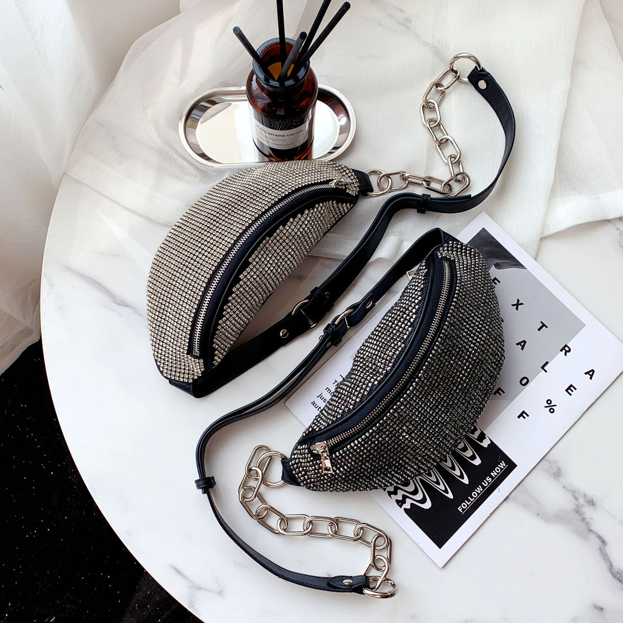 aw大王水钻包2021新款潮女ins腰包 banff女士包袋