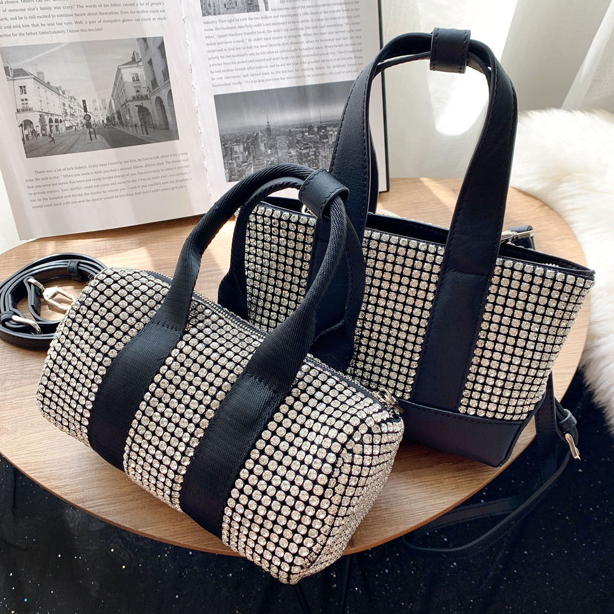 大王波士顿枕头包女夏满钻aw水钻包 banff女士包袋