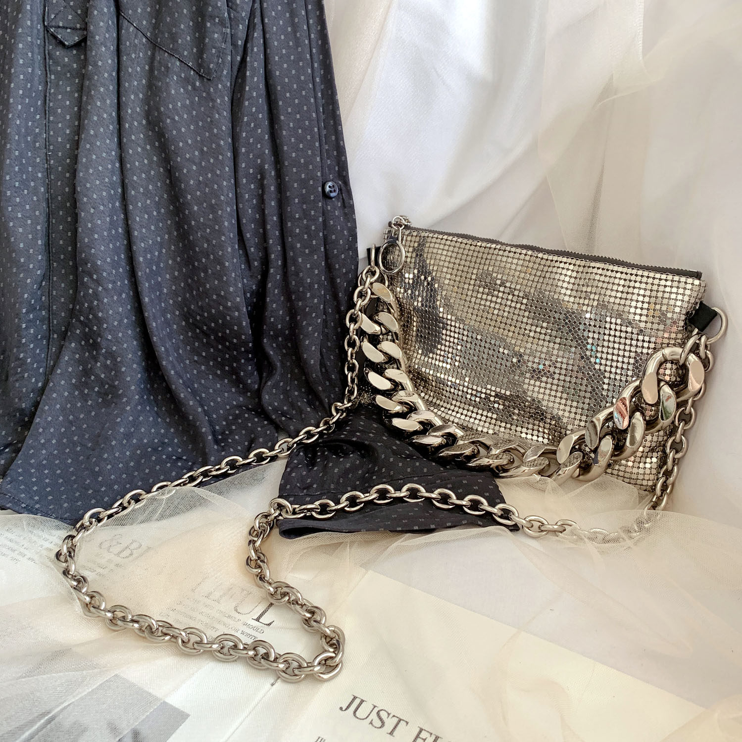 kara包链条胸包麻将亮片蹦迪小方包 banff女士包袋