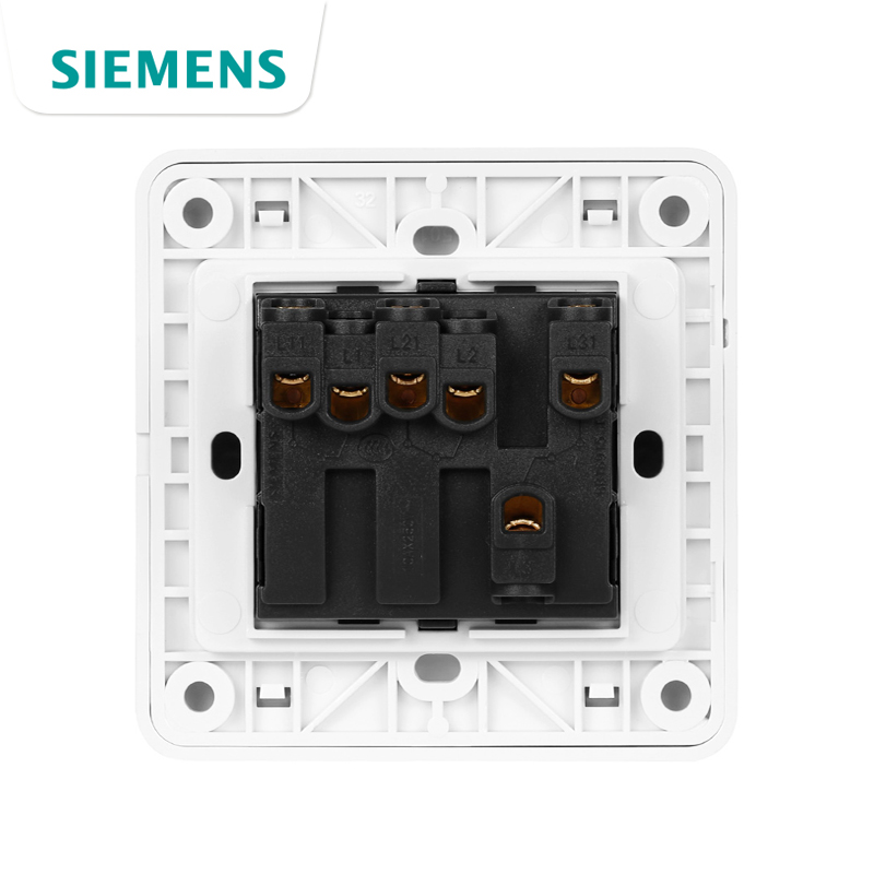 西门子开关插座远景系列三开单控开关三位单联面板雅白色彩银金棕 - 图2