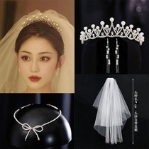 Bride Wedding Sen Family Pearl Crown Superior Movie writing Genuine Photo Props Super Fairy only beauty retro head yarn accessories