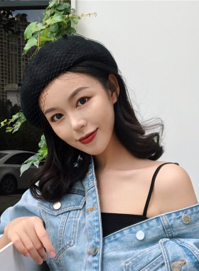 复古时髦羊毛画家帽贝雷帽女绒球