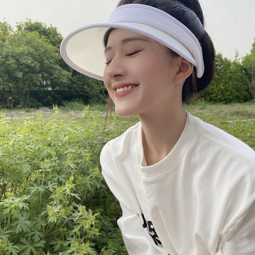 赵露思同款夏季空顶防晒帽女夏季防紫外线upf50+韩版出游遮阳帽潮 - 图0