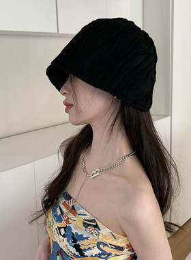 水桶帽出游日系女春夏条纹遮阳帽