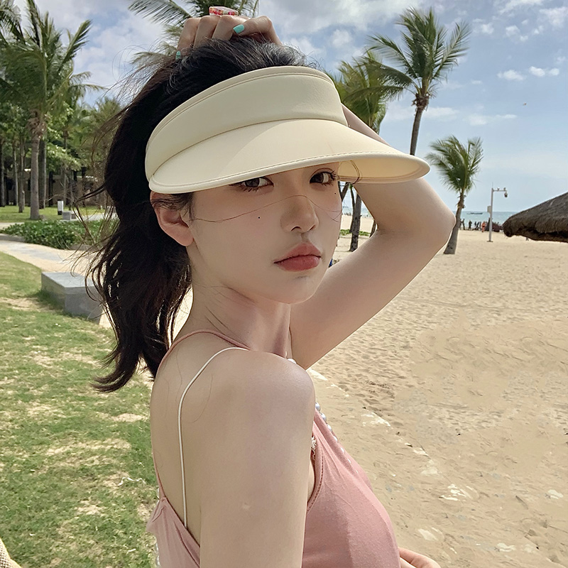 硬核凉感冰丝防晒帽女夏季海边防紫外线遮阳帽UPF50+空顶太阳帽潮