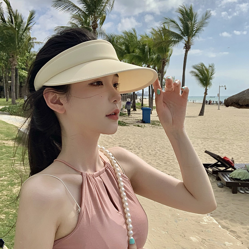 硬核凉感冰丝防晒帽女夏季海边防紫外线遮阳帽UPF50+空顶太阳帽潮