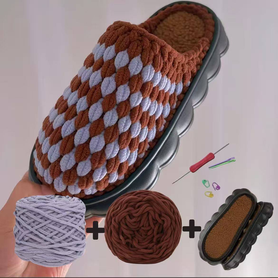 双线云朵底+冰条线手工勾编织家居加厚防滑耐磨拖鞋材料包送闺蜜,淘宝优惠券,粉丝福利购,淘宝优惠卷