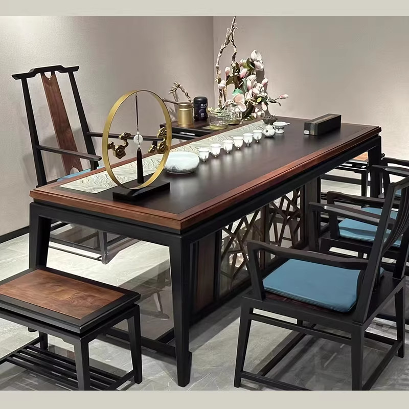 新中式家用客厅高端实木茶桌2026新款北美黑胡桃茶室泡茶台办公室,淘宝优惠券,粉丝福利购,淘宝优惠卷