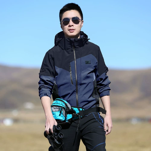 雪丘岛 Демисезонная ветрозащитная удерживающая тепло куртка, комплект, бархатный вкладыш, в корейском стиле, «три в одном», увеличенная толщина