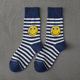 Chaussettes Smiley, mi-mollet, vêtements d'extérieur en coton rayé