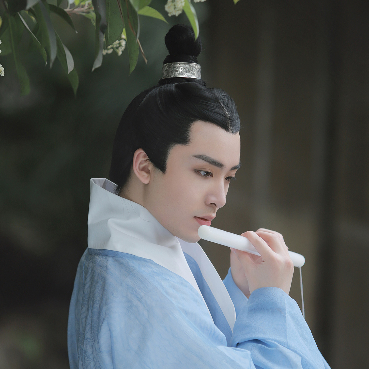 后雨山古风汉服男女头饰侠客书生发冠魏晋银色束发古装影视剧发扣