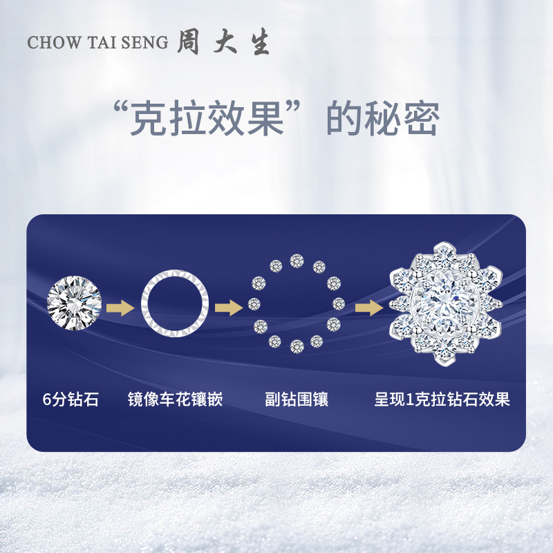 周大生蜜雪系列初雪女白效果钻戒 周大生手饰