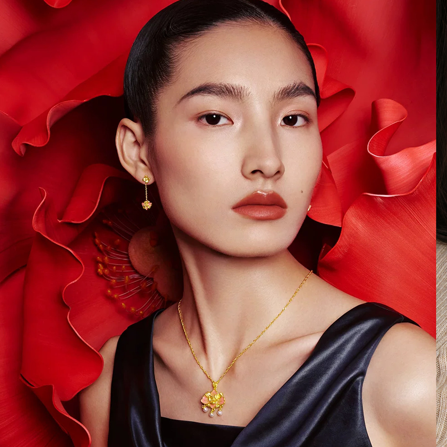 周大生十二花神联名|黄金耳钉足金牡丹花流苏耳饰生日礼物送女友,淘宝优惠券,粉丝福利购,淘宝优惠卷