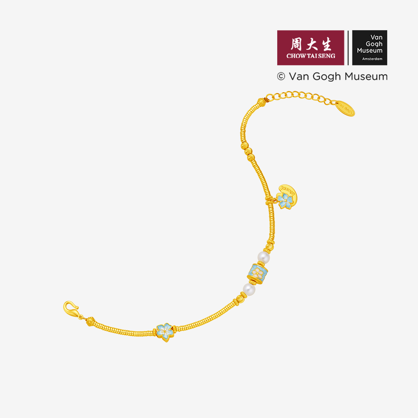 周大生黄金手链珐琅梵高杏花珍珠足金转运珠手串情人节新年礼物,淘宝优惠券,粉丝福利购,淘宝优惠卷
