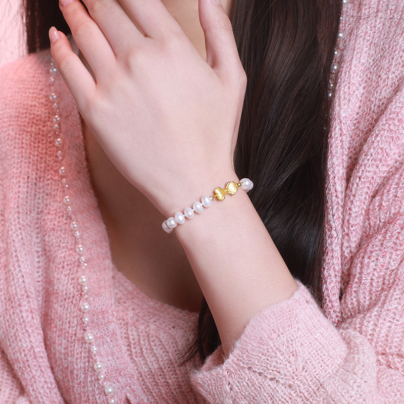 周大生天然淡水珍珠女生优雅手链 周大生手饰