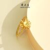 Chow Tai Sang’s Twelve Flower Gods Jointly Signed | Gold Ring Women’s Foot Gold Sunflower Sunflower Bracelet as a Gift for Your Girlfriend