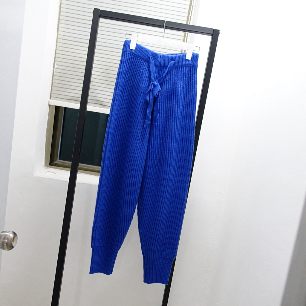 【现货MONA 针织萝卜裤女秋季新款潮韩版百搭修身显瘦直筒小脚长 - 图0