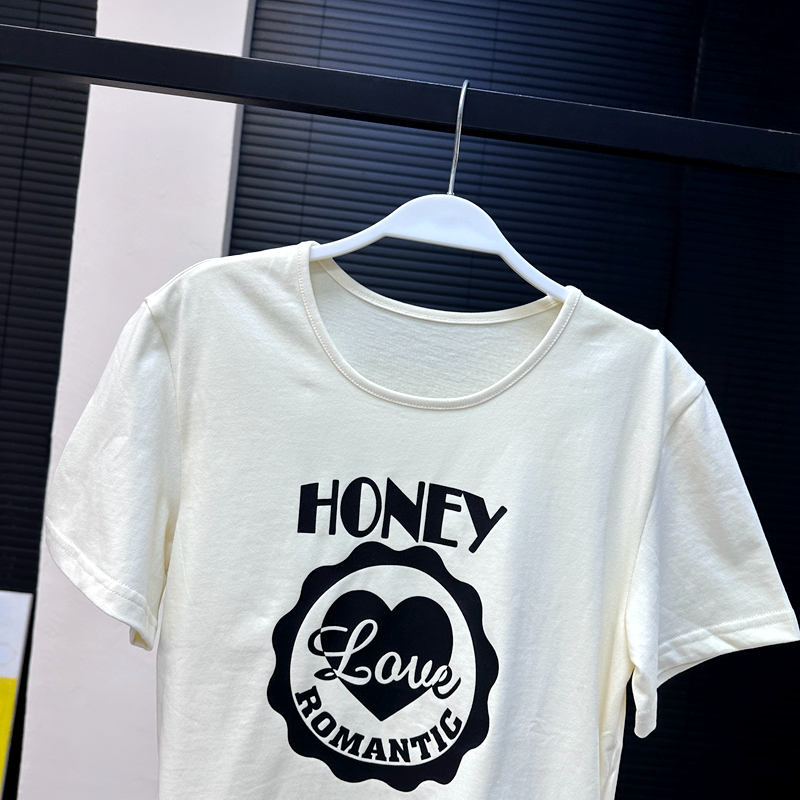 【现货】顽童My Honey! 甜心小T恤女早春短袖设计感小众印花上衣 - 图0