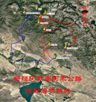 Map track of the HaXiong gou Ovi map of the Toller Haidt Self-Driving Navigation Route of the Aletai Ahe Highway in Xinjiang