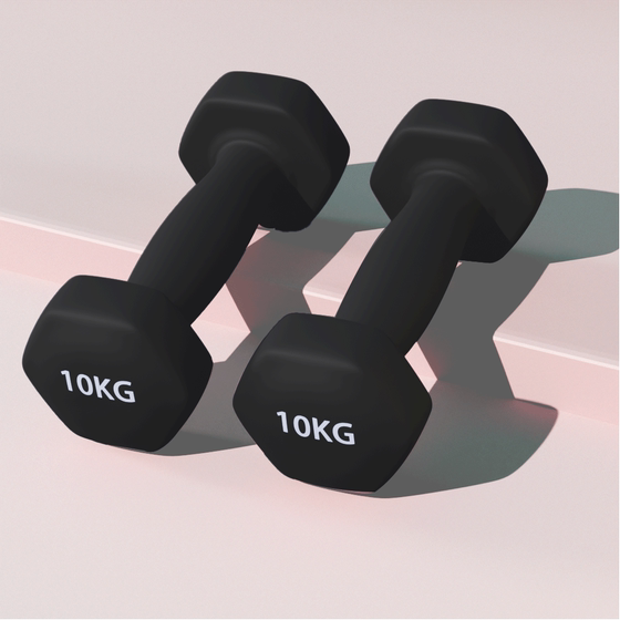Dynamic point plastic dipped frosted hexagonal dumbbells for home arm training