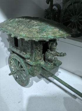 仿古青铜器马车工艺精美可开合伸缩上古豪车你也可以拥有收藏