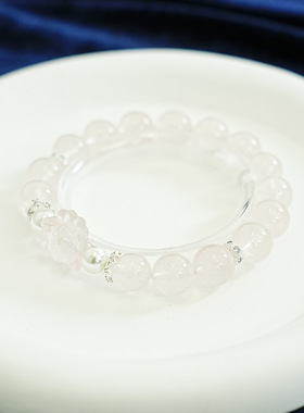 【桃花坞】高货天然冰橘粉水晶手串女款时尚单圈施家贝珠手链