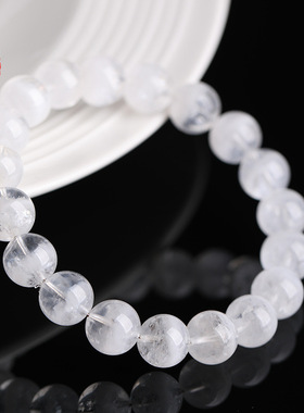 天然白色幽灵聚宝盆圆珠手链  千层白幽灵手串