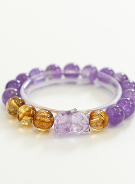 【紫色心事】高货天乌拉圭紫水晶手串女款单圈时尚黄塔晶手链