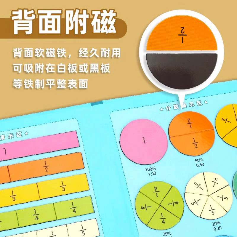 小学三年级数学教具磁性分数学习盘数学加减法计算分数初步认识,淘宝优惠券,粉丝福利购,淘宝优惠卷