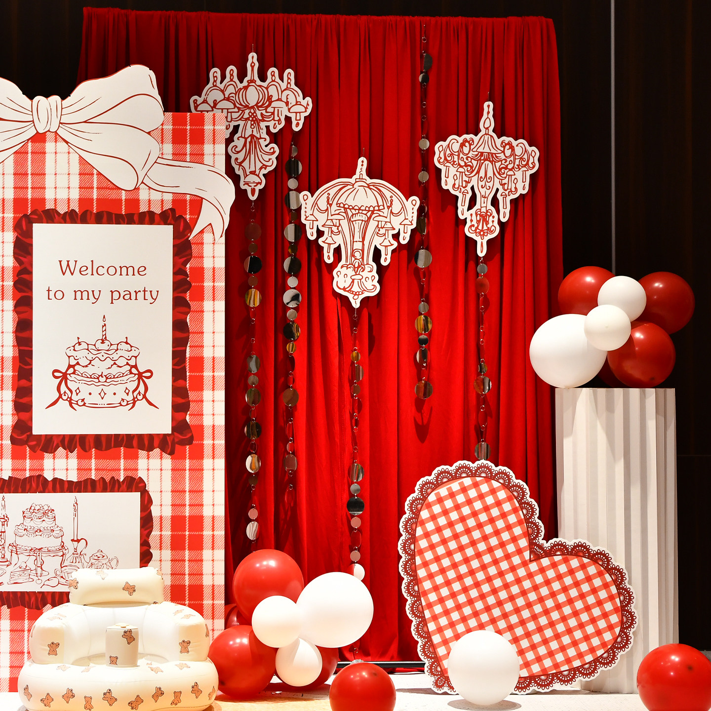 法式蝴蝶结套装格子派对装饰气球宝宝周岁生日场景布置kt背景板墙,淘宝优惠券,粉丝福利购,淘宝优惠卷