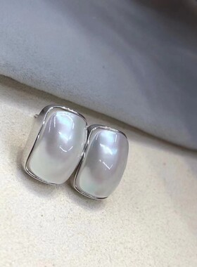 925银海水海贝方块耳钉